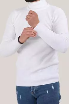 Мужской свитер с высоким воротником и ребристым трикотажем