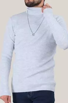 Мужской свитер с высоким воротником и ребристым трикотажем