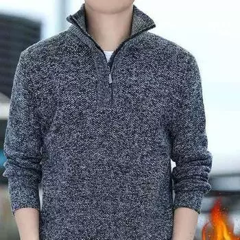 Мужской свитер, свитер с половиной молнии, флисовый утепленный свитер, однотонный базовый свитер, топ, облегающий однотонный свитер Explosion M