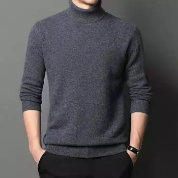Мужской свитер, теплый и удобный пуловер с длинными рукавами, водолазка, мужская одежда M