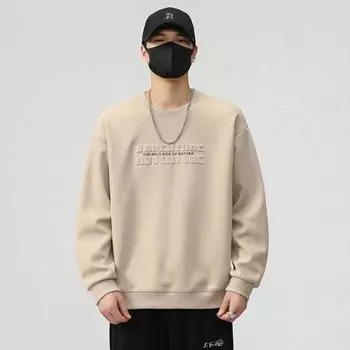 Мужской свитер весна-осень американский модный бренд круглый вырез свободная плотная футболка с длинными рукавами для мальчиков принт мужская одежда M