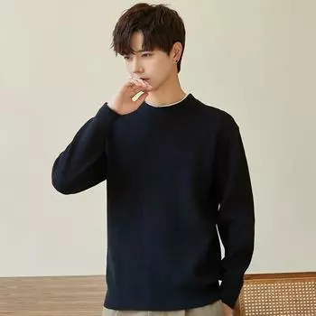 Мужской свитер весна-осень-зима новый корейский вариант универсальный свободный свитер премиум-класса с круглым вырезом M чёрный