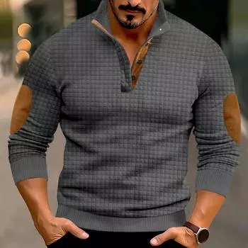 Мужской свитшот без капюшона, повседневный, свободного кроя, цветной, с длинным рукавом, с воротником-стойкой на пуговицах, для комфорта и зимы XXXL