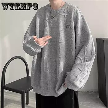 Мужской свитшот, осеннее свободное и универсальное пальто с напуском большого размера, мужской топ для пар, повседневный свитшот XXXL белый