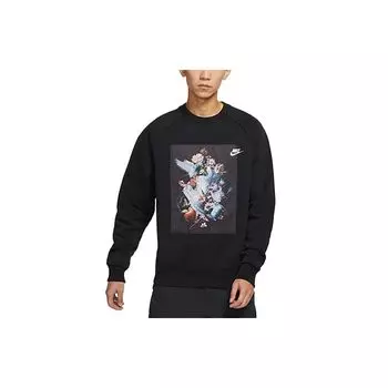Мужской свитшот с круглым вырезом с узором Nike AF-1, черный DD6516-010 L