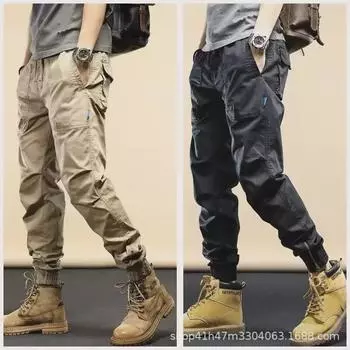 Мужской свободный хлопковый комбинезон — универсальный, модный, износостойкий, с манжетами, идеально подходит для охраны труда и строительства. XL чёрный