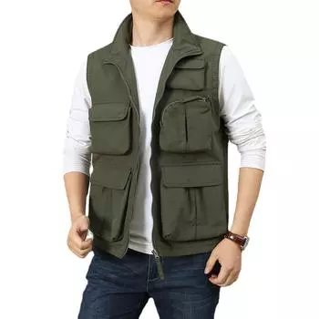 Мужской свободный настраиваемый жилет с несколькими карманами для отдыха и рыбалки на открытом воздухе XXXL
