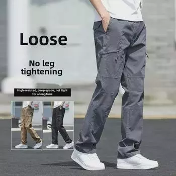 Мужской свободный повседневный комбинезон больших размеров с множеством карманов на весну и осень. Extra Large хаки