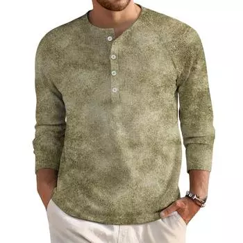 Мужской свободный повседневный топ с длинным рукавом и воротником на пуговицах L