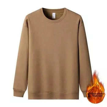 Мужской свободный свитер из бархата Silver Fox - стиль Гонконг, чистый цвет, унисекс, круглый вырез L (100-120 kg)