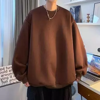 «Мужской свободный свитер в стиле ретро-американского гонконгского стиля из бархата, модный осенне-зимний свитер с длинными рукавами и круглым вырезом» 3XL