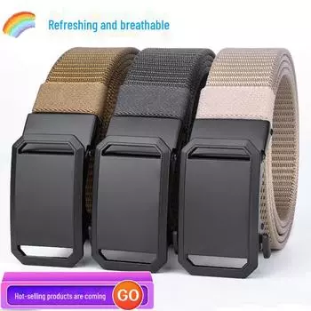 Мужской тактический ремень из парусины с автоматической пряжкой - нейлоновый вид, идеально подходит для использования на открытом воздухе, отдыха или в военных целях nylon strap without buckle чёрный