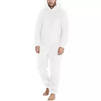 Мужской теплый плюшевый комбинезон на молнии, теплая пижама XL красный