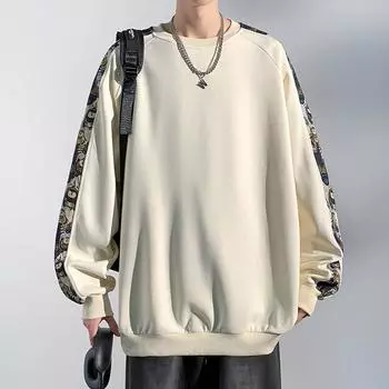 Мужской теплый свитер с круглым вырезом и длинными рукавами в стиле колор-блок 5XL