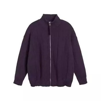 Мужской теплый вязаный свитер на молнии, осенне-зимний кардиган, однотонный джемпер M серый