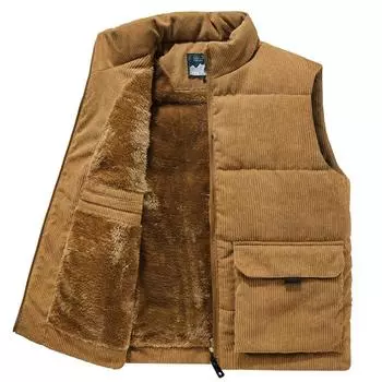 Мужской теплый жилет больших размеров с утолщенным воротником-стойкой, мужской жилет без рукавов, рабочая одежда, жилеты с несколькими карманами 5XL
