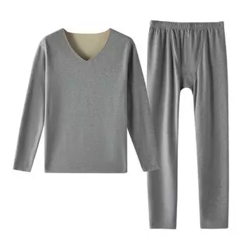 Мужской термобелье комплект кальсоны с начесом базовый слой комплект для холодной погоды верх и низ для зимы 3XL светло-серый