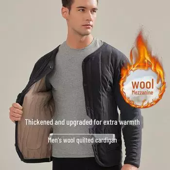 Мужской термокардиган из бархата и утолщенной шерсти - Большие размеры для людей среднего и пожилого возраста XXXL