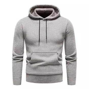 Мужской термос капюшоном свитер свитер повседневный шенилл однотонный вязаный свитер мужской M тёмно-синий