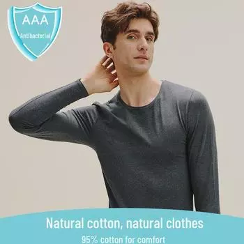 Мужской термотоп из чистого хлопка с длинными рукавами для осени/зимы L