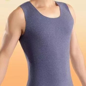 Мужской терможилет, бесшовный пошив, высокоэластичный, технология шлифования DE Velvet, майки с генерацией тепла L темно-синий