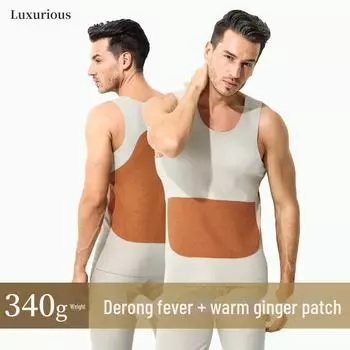 Мужской терможилет Delong с теплыми имбирными вставками — бесшовный, на бархатной подкладке для защиты матки 3XL темно-серого