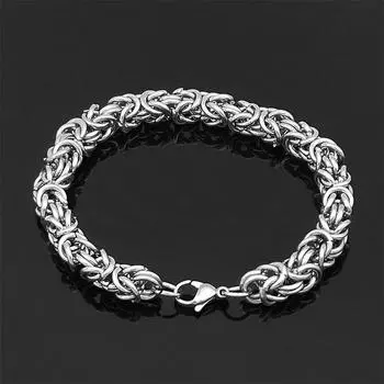 Мужской тканый браслет ручной работы из нержавеющей стали, винтажные ювелирные изделия, модные браслеты, простой панк 19cm серебряный