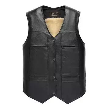 Мужской толстый кожаный жилет Повседневный жилет Мужской кожаный жилет Мотоциклетный жилет XL
