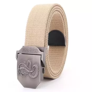 Мужской толстый ремень из парусины, модный молодежный ремень из сплава для отдыха на природе, корейский выпуск, повседневный One Size хаки