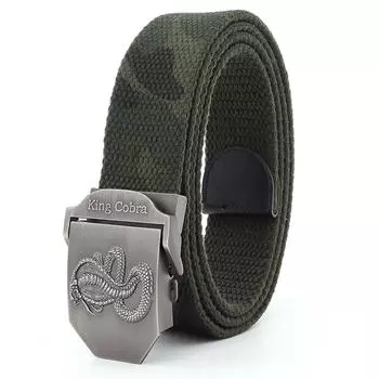 Мужской толстый ремень из парусины, модный молодежный ремень из сплава для отдыха на природе, корейский выпуск, повседневный One Size зелёный