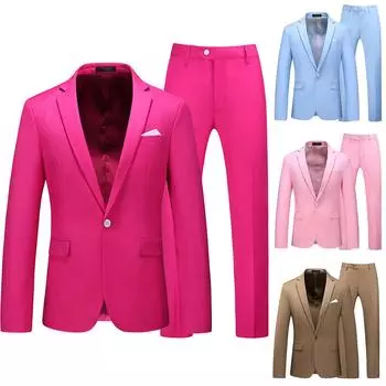 Мужской тонкий деловой костюм из двух предметов, однотонный пиджак большого размера, вечернее платье XL хаки