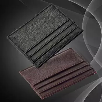 Мужской тонкий держатель кредитных карт из искусственной кожи кошелек с карманом для монет сумка для денег чёрный