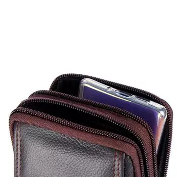 Мужской тонкий кошелек для монет, модный кошелек из воловьей кожи, кошелек на молнии, карман для монет, сумка-держатель для мобильного телефона, сумка для монет для лучшего подарка светло-коричневого