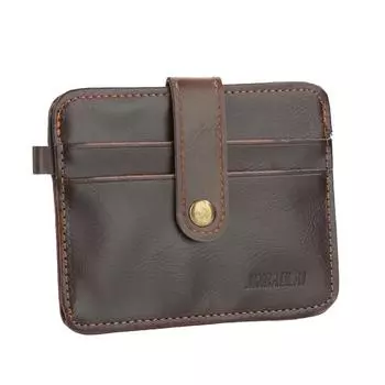 Мужской тонкий кошелек с зажимом для денег из искусственной кожи, держатель для кредитных карт, чехол на кнопке чёрный