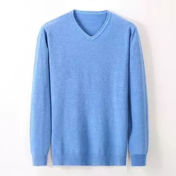 Мужской тонкий повседневный свитер с V-образным вырезом, однотонный S