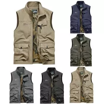 Мужской тонкий спортивный жилет с несколькими карманами, водонепроницаемый быстросохнущий повседневный жилет, функциональный жилет L
