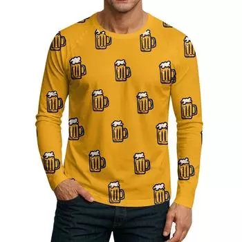 Мужской топ-футболка с круглым вырезом и длинным рукавом L