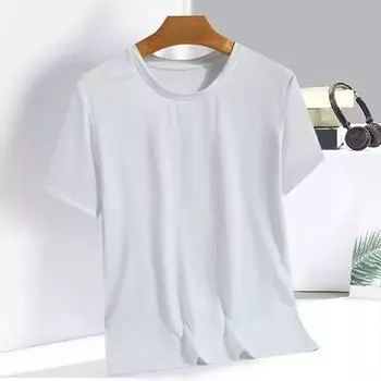 Мужской топ из ледяного шелка, быстросохнущие рукава, размер шеи O, короткий, свободный, однотонный, тонкий, эластичный, повседневный XL чёрный