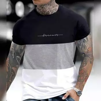 Мужской топ колоблок с круглым вырезом и коротким рукавом, свободный мягкий, с короткими рукавами, повседневный, средней длины M чёрный