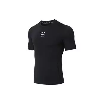 Мужской топ Li Ning Fitness Series с круглым вырезом и логотипом, плотный, черный AUDS039-1 S