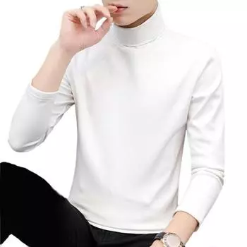 Мужской топ, однотонная полуводолазка с длинным рукавом, модная универсальная теплая базовая рубашка на осень-зиму M серый