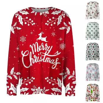 Мужской топ с короткими рукавами и V-образным вырезом с рождественским принтом и нагрудным карманом M