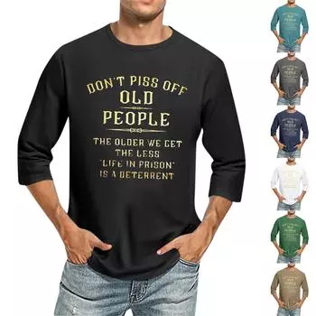 Мужской топ с принтом букв и рукавами три четверти, летом свободный. L