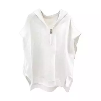 Мужской топ в стиле хип-хоп, свободная молния с капюшоном, однотонный пуловер без рукавов, уличная одежда, клубная вечеринка, хиппи, уличные танцы, толстовка для фитнеса, топ для тренировок L белый