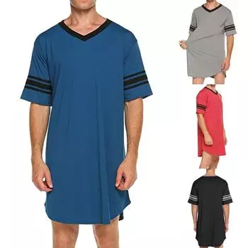Мужской топ в тон домашнего костюма с V-образным вырезом и подолом, нерегулярная футболка, топ, свободный топ XL синий