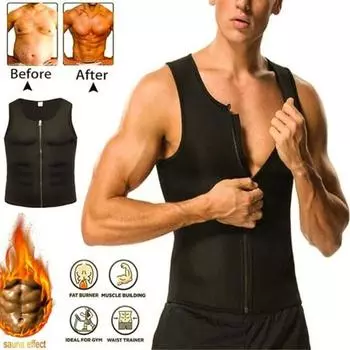 Мужской тренажер для похудения талии, майка на молнии, жилет для наращивания мышечной массы, корректирующее белье XL