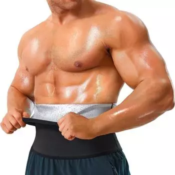 Мужской тренажер для талии, пояс для сауны, пояс для контроля живота, формирователь тела, формирователь живота, потеря веса, тренировка, сжигатель жира, корректирующее белье для похудения S синий/чёрный