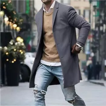 Мужской тренч Мужское шерстяное пальто Мужское шерстяное пальто S