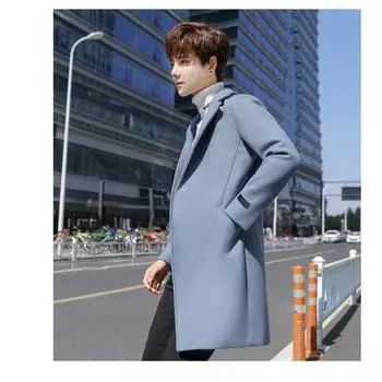 Мужской тренчкот Мужское пальто Мужское осенне-зимнее шерстяное пальто Пальто средней и длинной длины Свободное M