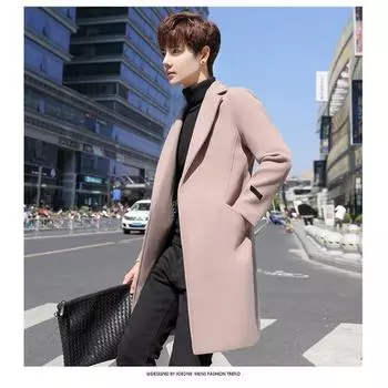 Мужской тренчкот Мужское пальто Мужское осенне-зимнее шерстяное пальто Пальто средней и длинной длины Свободное M